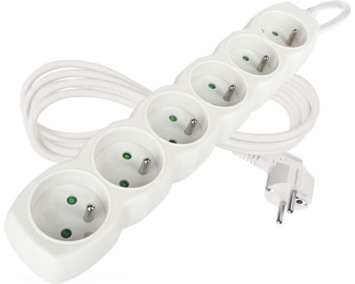 Prodlužovací kabel s 6 zásuvkami 1 mm² Riko 2 m bílý