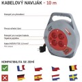 Prodlužovací kabel Daos na bubnu s pohyblivým středem se 4 zásuvkami 1,0 mm² 10 m červený
