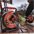 Venkovní prodlužovací kabel na bubnu Hafe se 4 zásuvkami a pohyblivým středem 50 m červeno-černý
