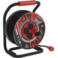 Venkovní prodlužovací kabel na bubnu Asan se 4 zásuvkami a pohyblivým středem 2,5 mm² 40 m červeno-černý