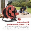 Venkovní prodlužovací kabel na bubnu Vivas se 4 zásuvkami a pohyblivým středem 25 m červeno-černý