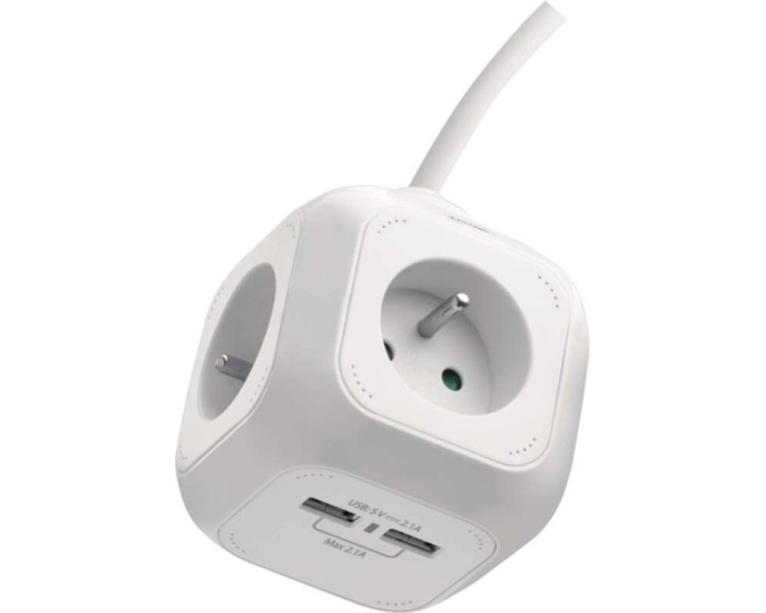 Prodlužovací kabel Coudy se 4 zásuvkami 1 mm² 1,9 m bílý
