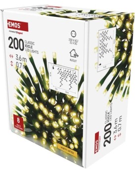 LED vánoční rampouchy Rasta s programy 3,6 m teplá bílá