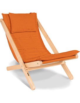 Skládací lehátko BREEZIO 01 z masivu/oranžové