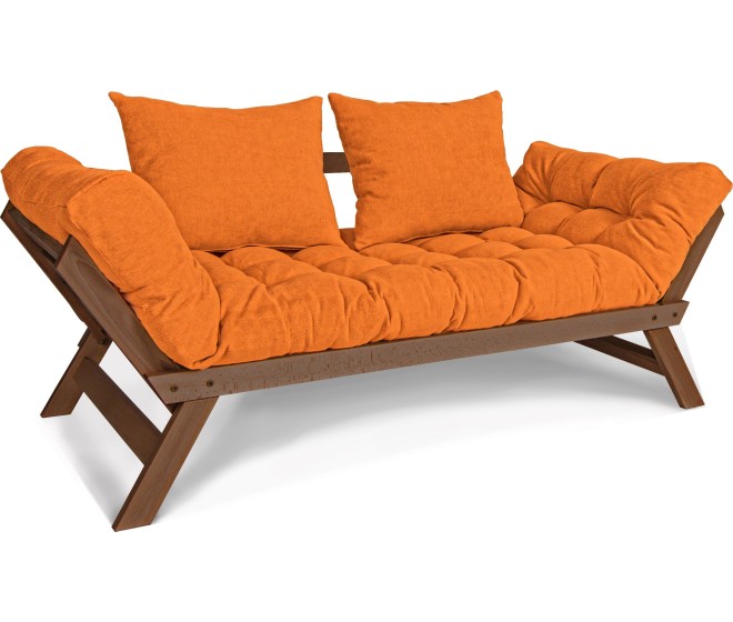 Rozkládací futonová pohovka BREEZIO 03 170 cm z masivu/oranžová