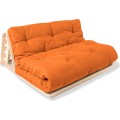 Rozkládací futonová pohovka LAYTI 01 140 cm z masivu/oranžová
