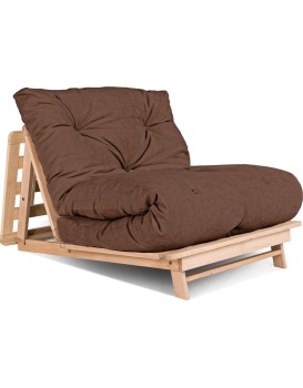 Rozkládací futonové křeslo LAYTI 01 90 cm z masivu/hnědé
