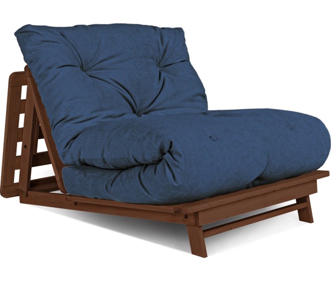 Rozkládací futonové křeslo LAYTI 03 90 cm z masivu/modré