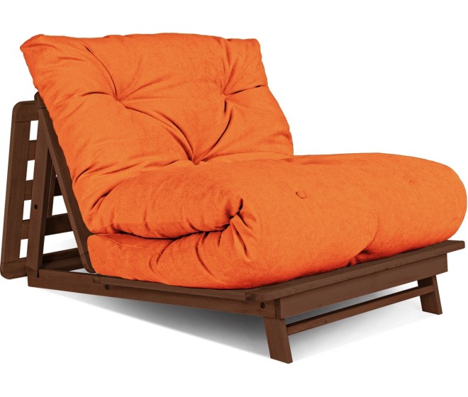 Rozkládací futonové křeslo LAYTI 03 90 cm z masivu/oranžové