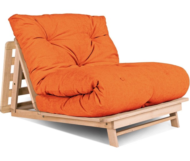 Rozkládací futonové křeslo LAYTI 02 90 cm z masivu/oranžové