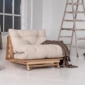 Rozkládací futonové křeslo LAYTI 02 90 cm z masivu/béžové