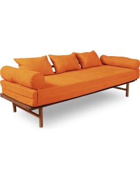 Rozkládací pohovka LE MAR 03 201 cm z masivu/oranžová