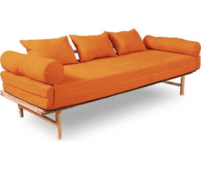 Rozkládací pohovka LE MAR 01 201 cm z masivu/oranžová
