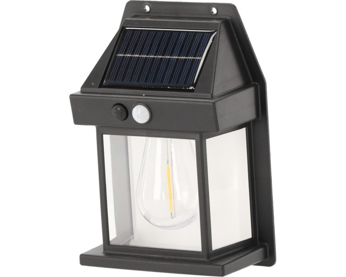 Nástěnná solární LED lampa s pohybovým senzorem Sullivan studená bílá/černá