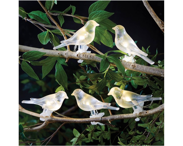 Solární světelný LED řetěz BIRDY s 5 diodami teplý bílý