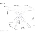 Jídelní stůl Talia 120 cm keramika bílý mramor/černý