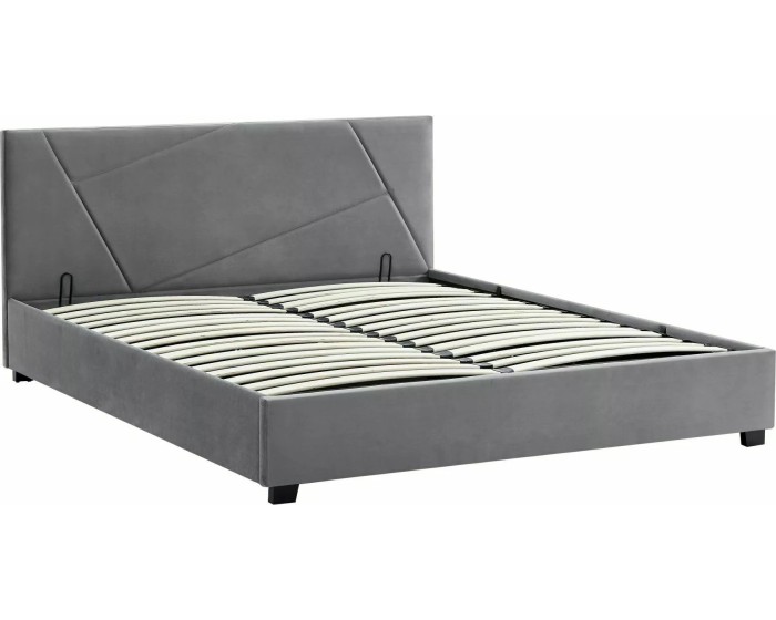 Dvoulůžková čalouněná postel Columbia Velvet 140x200 s úložným prostorem šedá