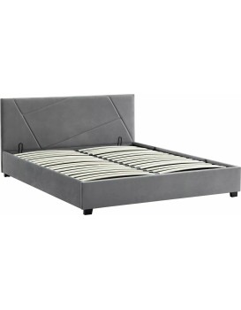 Dvoulůžková čalouněná postel Columbia Velvet 160x200 s úložným prostorem šedá