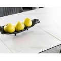 Jídelní rozkládací stůl Westin 120/160 cm keramika černý/bílý mramor