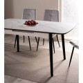 Rozkládací jídelní stůl Apollo 120/160 cm bílý mramor/černý