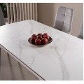 Rozkládací jídelní stůl Apollo 120/160 cm bílý mramor/černý