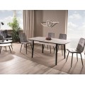 Rozkládací jídelní stůl Apollo 120/160 cm bílý mramor/černý