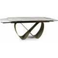 Jídelní rozkládací stůl Infinity 160/240 cm keramika bílý mramor/měděný