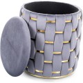 Taburet Tiara Velvet s úložným prostorem šedý/zlatý