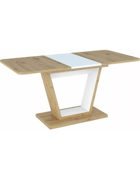 Jídelní rozkládací stůl 120/160 cm Nigel bílý/dub artisan
