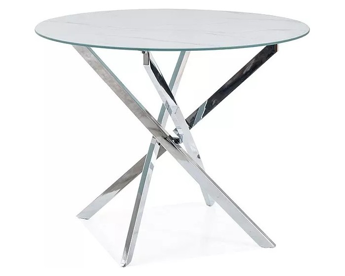 Jídelní stůl Agis 90 cm bílý mramor/chrom