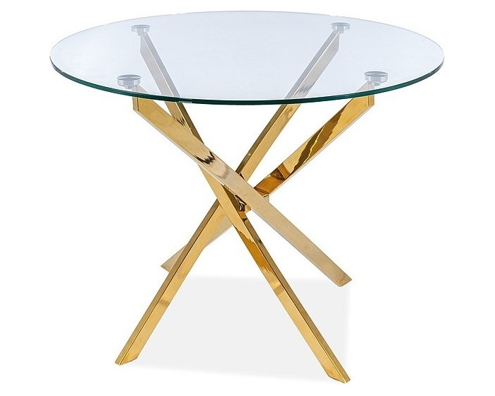 Jídelní stůl Agis 90 cm čirý/zlatý