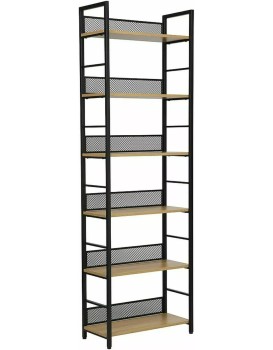 Regál Raw R6 187 cm černý mat/dub přírodní