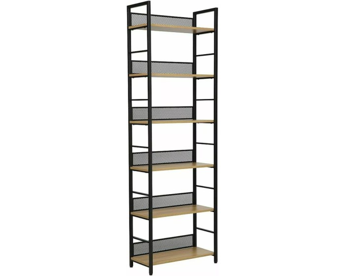 Regál Raw R6 187 cm černý mat/dub přírodní