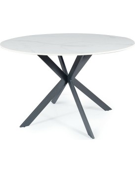 Jídelní stůl Talia 120 cm keramika bílý mramor/černý