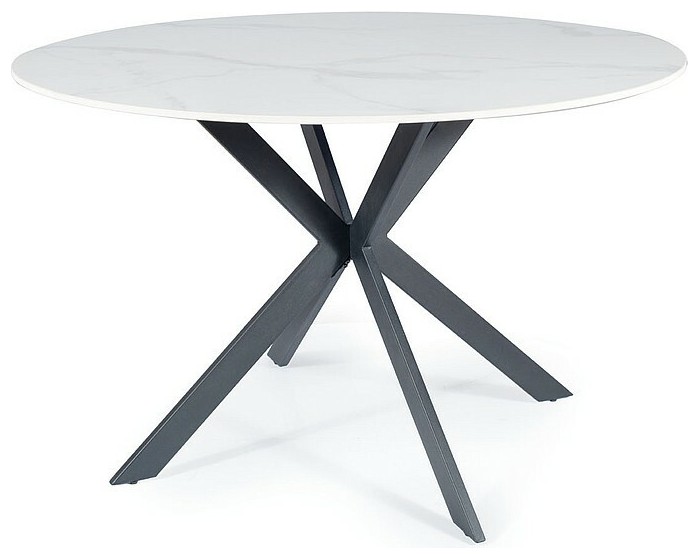 Jídelní stůl Talia 120 cm keramika bílý mramor/černý