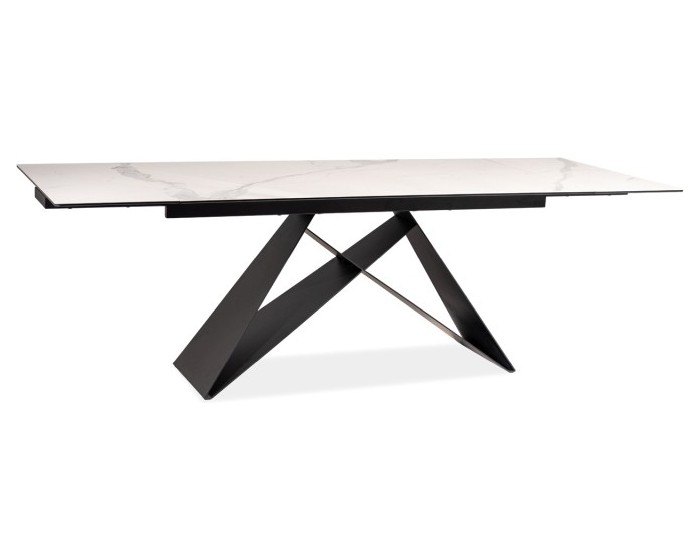 Jídelní rozkládací stůl Westin 180/260 cm keramika černý/bílý mramor