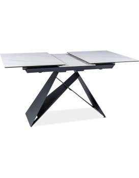 Jídelní rozkládací stůl Westin 120/160 cm keramika černý/bílý mramor