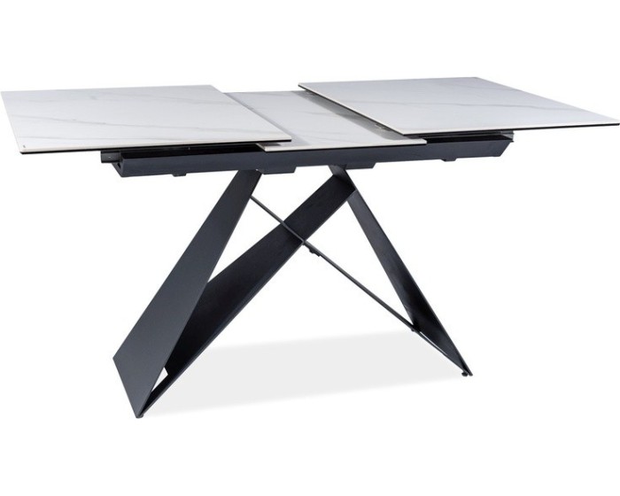 Jídelní rozkládací stůl Westin 120/160 cm keramika černý/bílý mramor