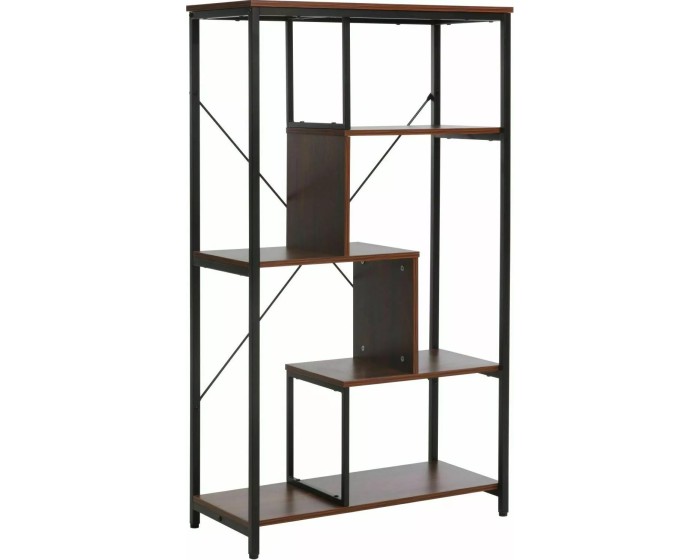 Regál Net B 75 cm ořech tmavý/černý