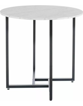 Kulatý jídelní stůl Alto 80 cm bílý mramor/černý