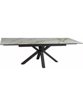 Rozkládací jídelní stůl Columbus Ceramic 160/240 cm bílý mramor/černý mat