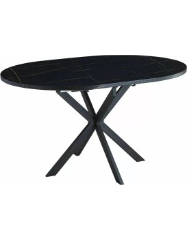 Jídelní rozkládací stůl Gaston 100/135 cm černý mramor/černý