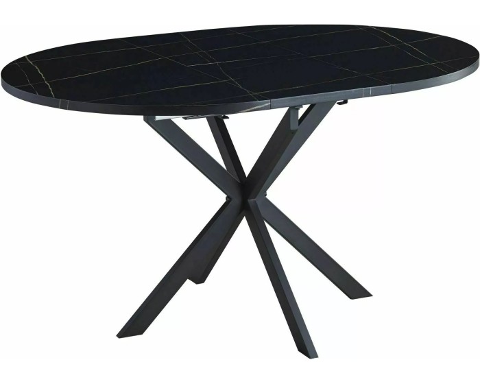 Jídelní rozkládací stůl Gaston 100/135 cm černý mramor/černý
