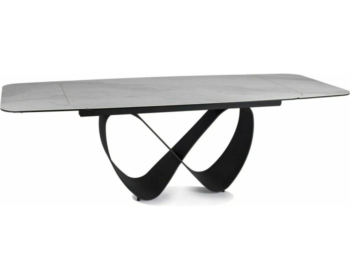 Rozkládací jídelní stůl Infinity 160/240 cm bílý mramor/černý