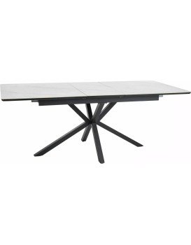 Rozkládací jídelní stůl Logan 160/200 cm keramika bílý mramor/černý