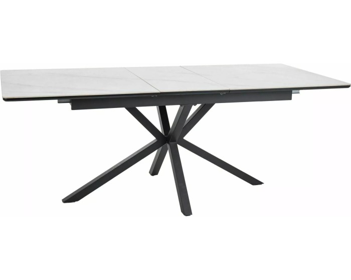 Rozkládací jídelní stůl Logan 160/200 cm keramika bílý mramor/černý