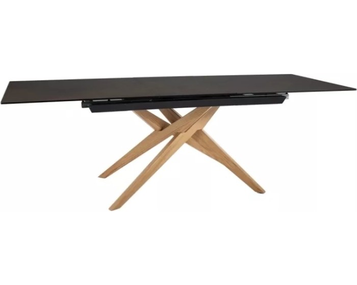 Jídelní rozkládací stůl Loreto 180/230 cm keramika hnědý/dub přírodní