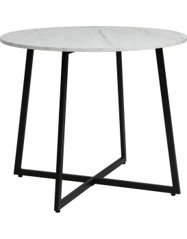 Jídelní stůl Luna 90 cm bílý mramor/černý