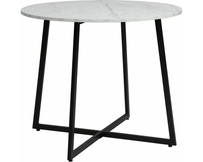 Jídelní stůl Luna 90 cm bílý mramor/černý