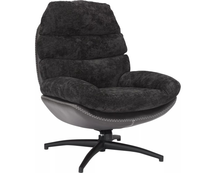 Otočné designové lounge křeslo GISELLE černé
